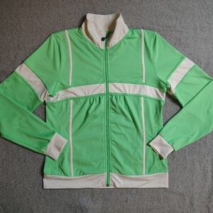 Wimbledon Shirt Jacket Size Small Green White Stripe Performance Tennis